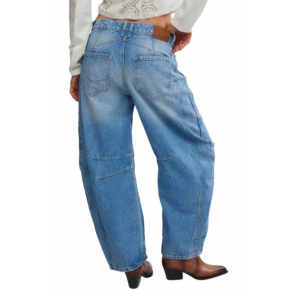 We The Free Good Luck Mid Rise Barrel Leg Jeans Size 28 - Picture 14 of 15